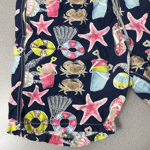 Vilebrequin Starfish Swim Trunks Mens Blue Multi Beach Crabs 7" (Liner Removed) - Picture 4 of 9